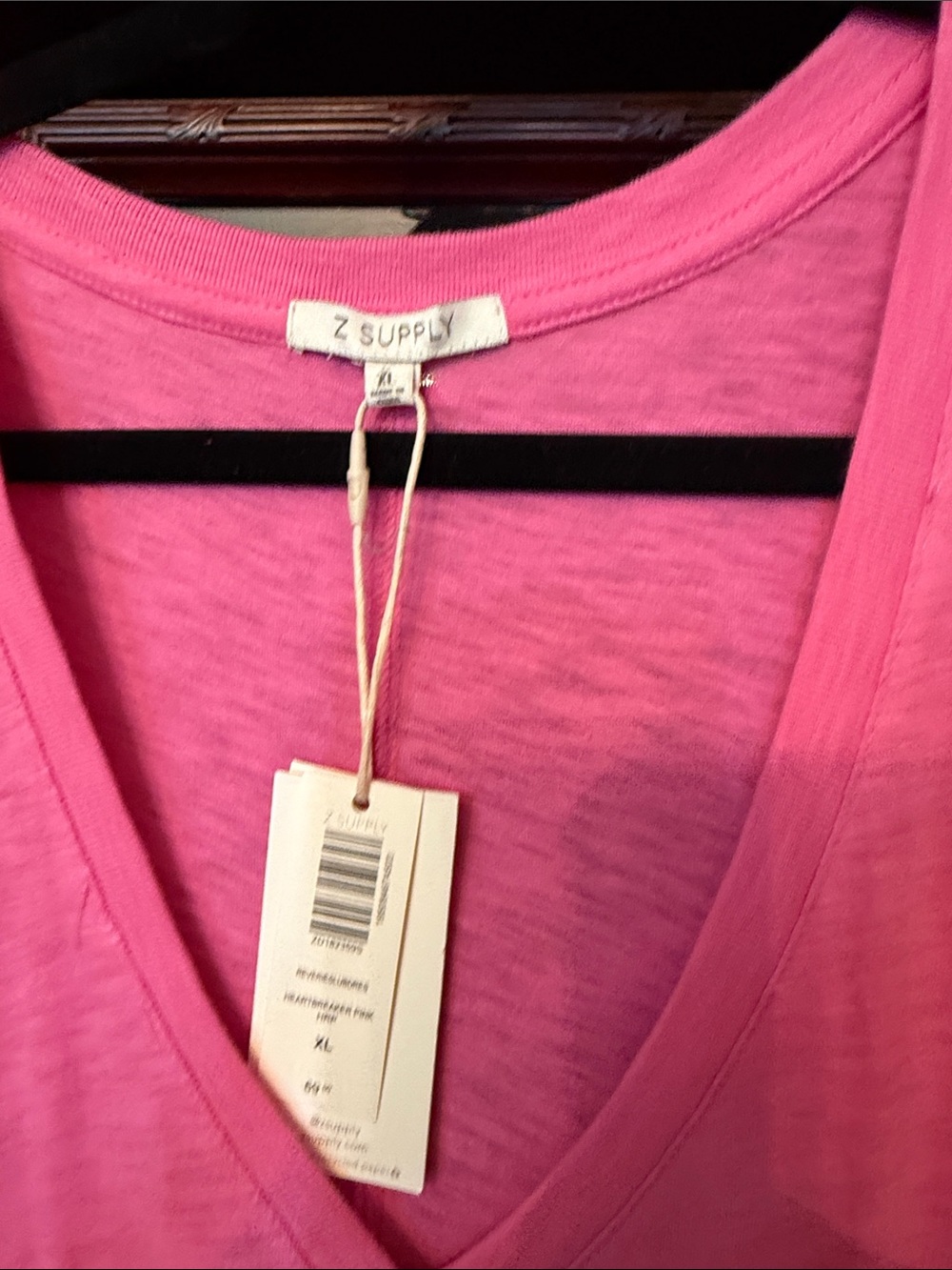 Z Supply Bright Pink V-Neck Tee xl. Runs small